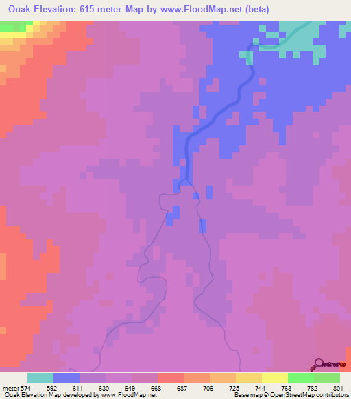 Ouak,Cameroon Elevation Map