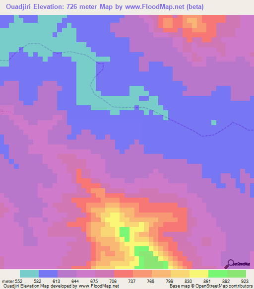 Ouadjiri,Cameroon Elevation Map