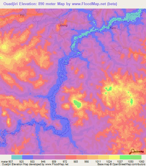 Ouadjiri,Cameroon Elevation Map