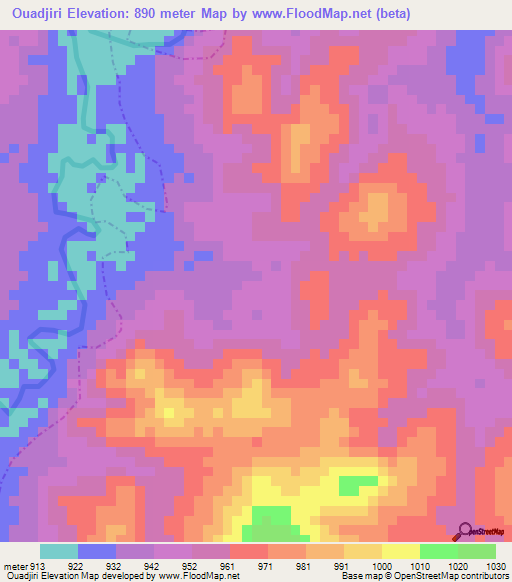 Ouadjiri,Cameroon Elevation Map