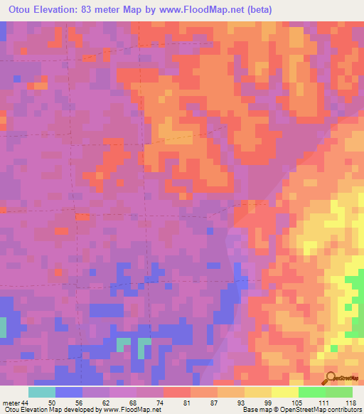 Otou,Cameroon Elevation Map