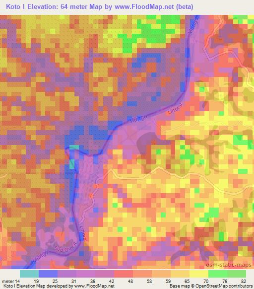 Koto I,Cameroon Elevation Map