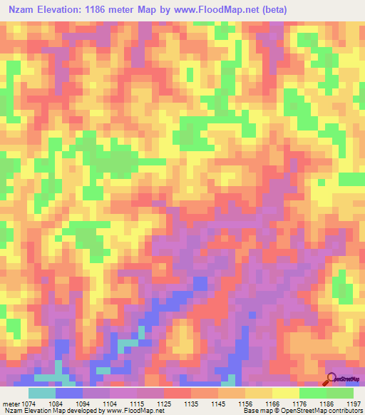 Nzam,Cameroon Elevation Map