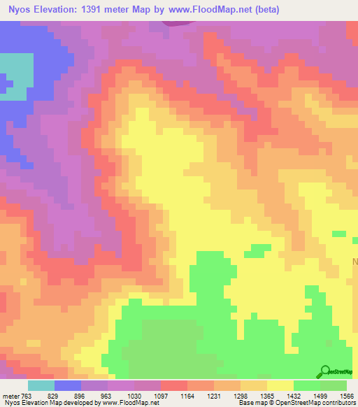 Nyos,Cameroon Elevation Map