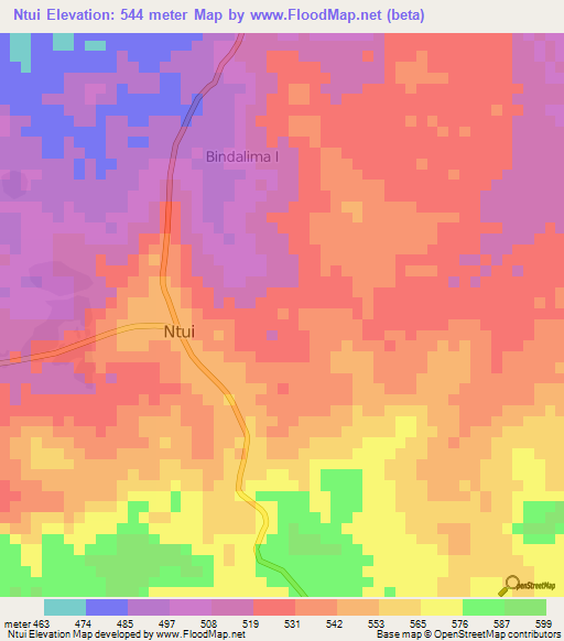 Ntui,Cameroon Elevation Map