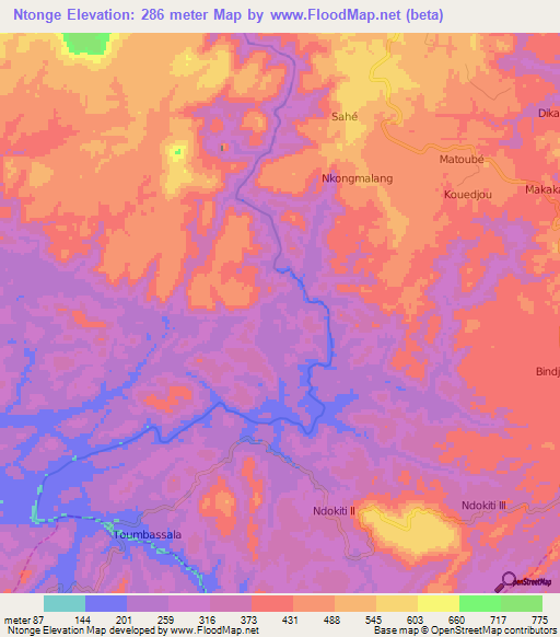 Ntonge,Cameroon Elevation Map