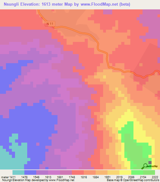 Nsungli,Cameroon Elevation Map