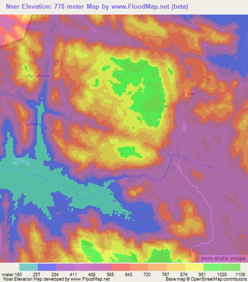 Nser,Cameroon Elevation Map