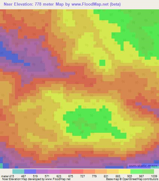 Nser,Cameroon Elevation Map