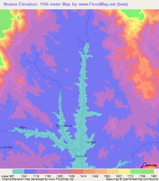 Noama,Cameroon Elevation Map