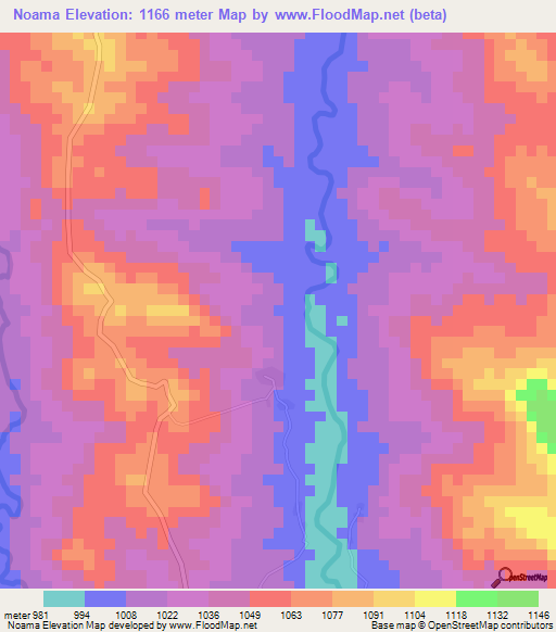 Noama,Cameroon Elevation Map