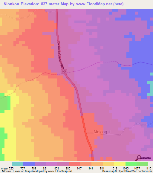 Nlonkou,Cameroon Elevation Map