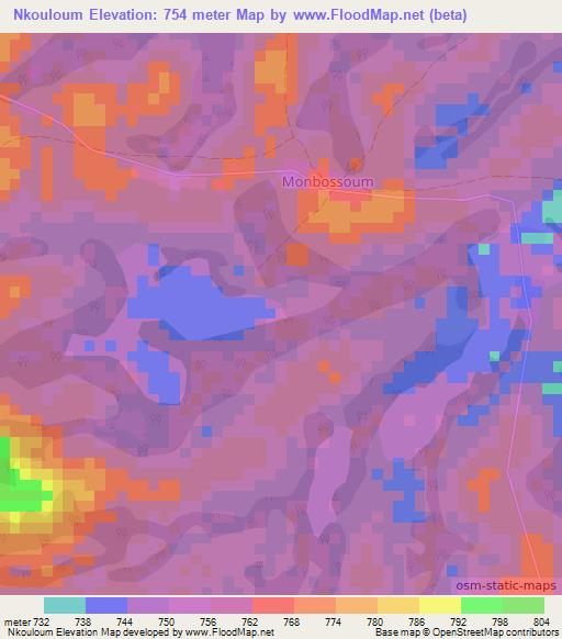 Nkouloum,Cameroon Elevation Map