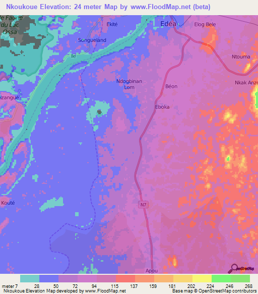 Nkoukoue,Cameroon Elevation Map