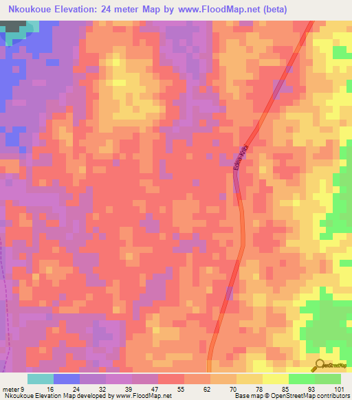 Nkoukoue,Cameroon Elevation Map