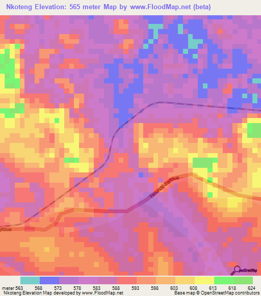 Nkoteng,Cameroon Elevation Map