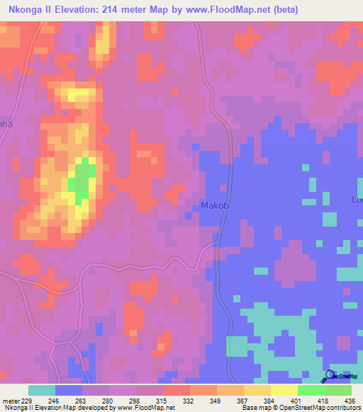 Nkonga II,Cameroon Elevation Map