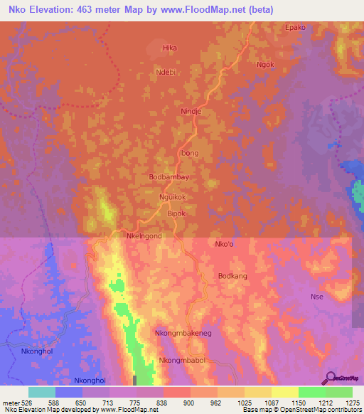 Nko,Cameroon Elevation Map