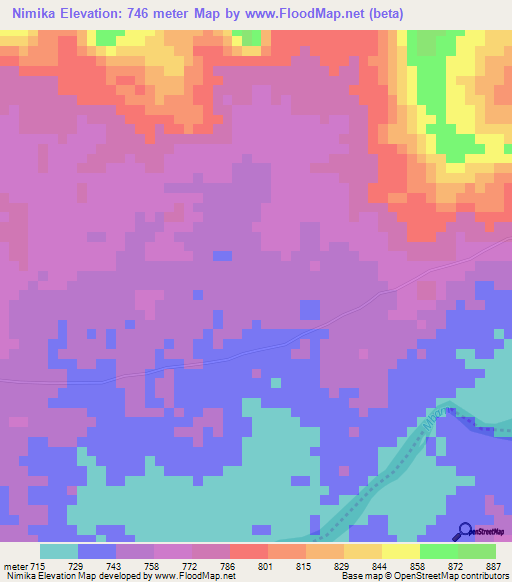 Nimika,Cameroon Elevation Map