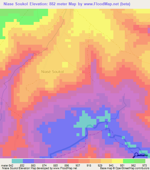 Niase Soukol,Cameroon Elevation Map