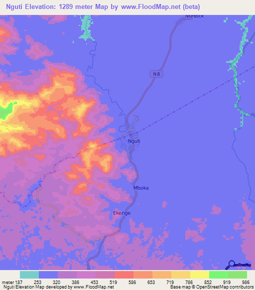 Nguti,Cameroon Elevation Map