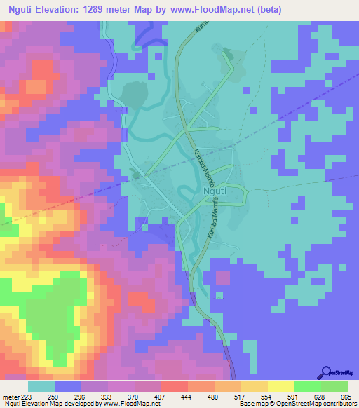 Nguti,Cameroon Elevation Map