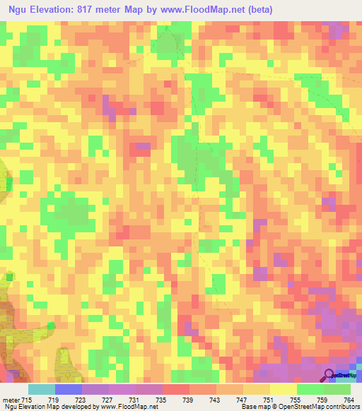 Ngu,Cameroon Elevation Map