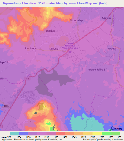 Ngoundoup,Cameroon Elevation Map