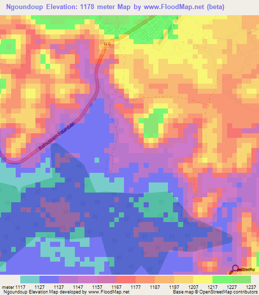 Ngoundoup,Cameroon Elevation Map