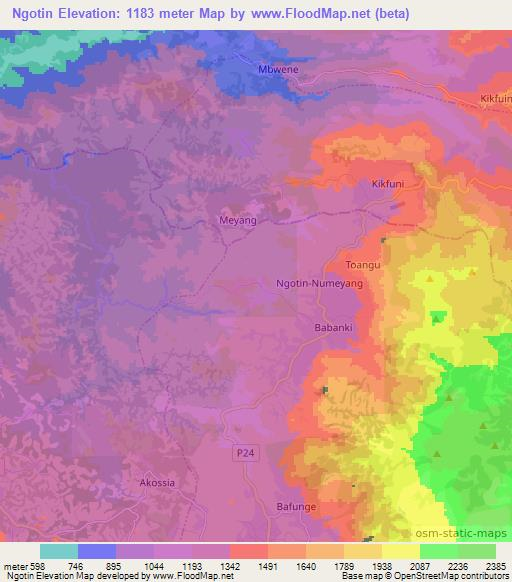 Ngotin,Cameroon Elevation Map