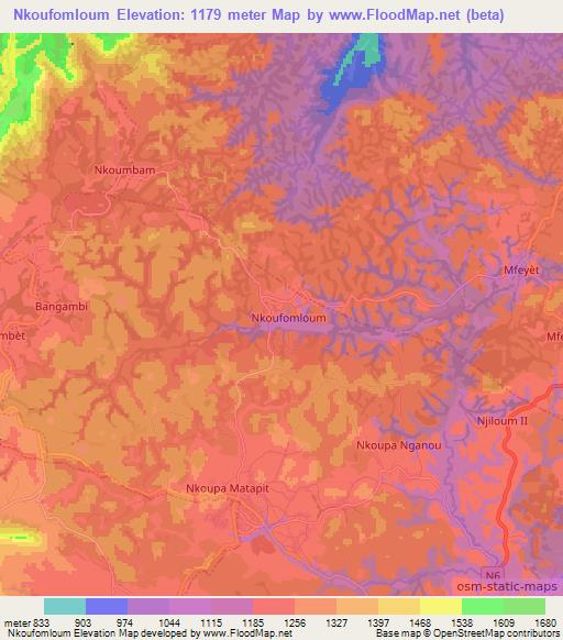 Nkoufomloum,Cameroon Elevation Map