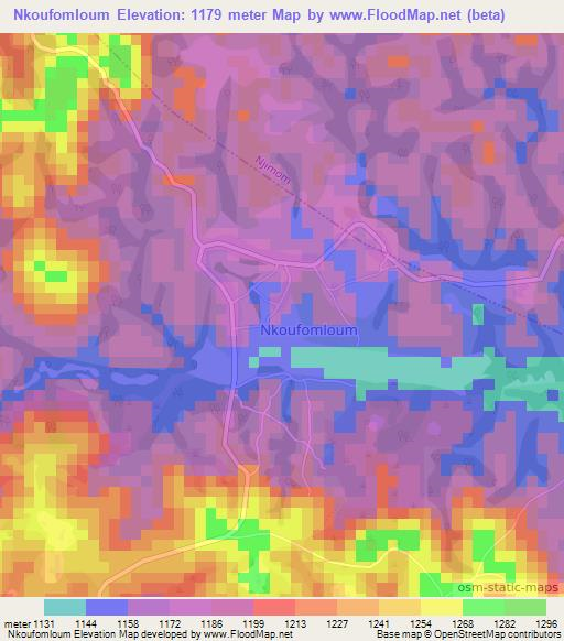 Nkoufomloum,Cameroon Elevation Map