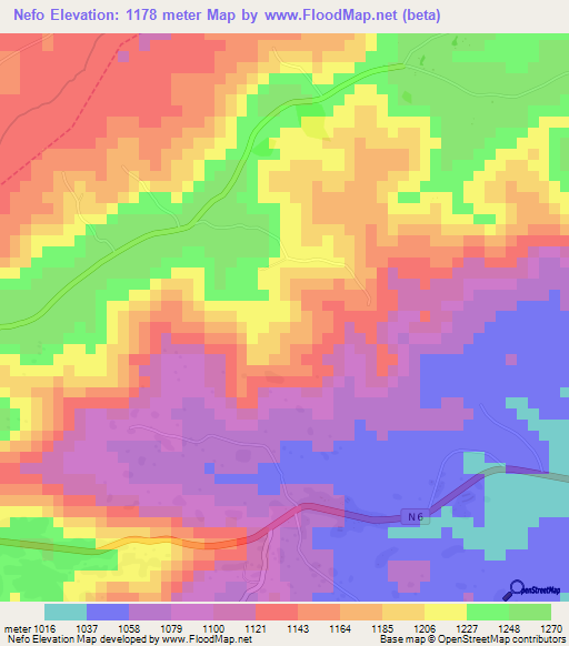 Nefo,Cameroon Elevation Map