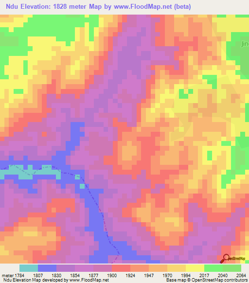 Ndu,Cameroon Elevation Map