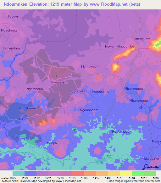 Ndoumnken,Cameroon Elevation Map