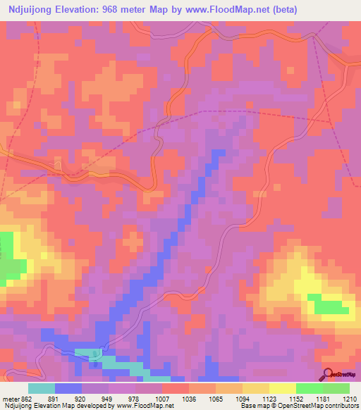 Ndjuijong,Cameroon Elevation Map