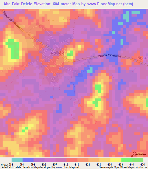 Alte Fakt Delele,Cameroon Elevation Map