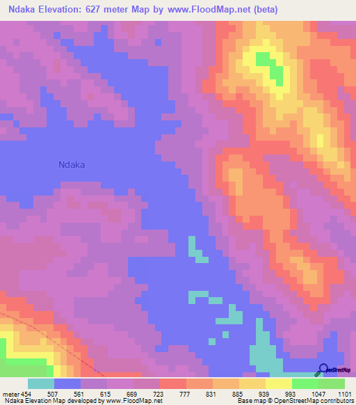 Ndaka,Cameroon Elevation Map