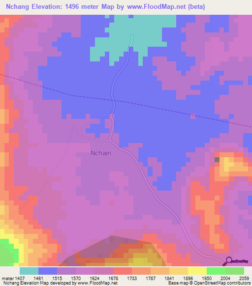 Nchang,Cameroon Elevation Map