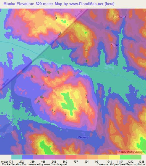 Munka,Cameroon Elevation Map