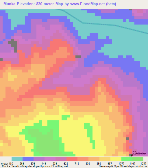 Munka,Cameroon Elevation Map