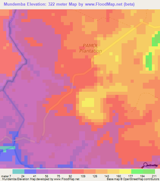 Mundemba,Cameroon Elevation Map