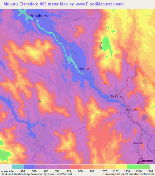 Mukuru,Cameroon Elevation Map