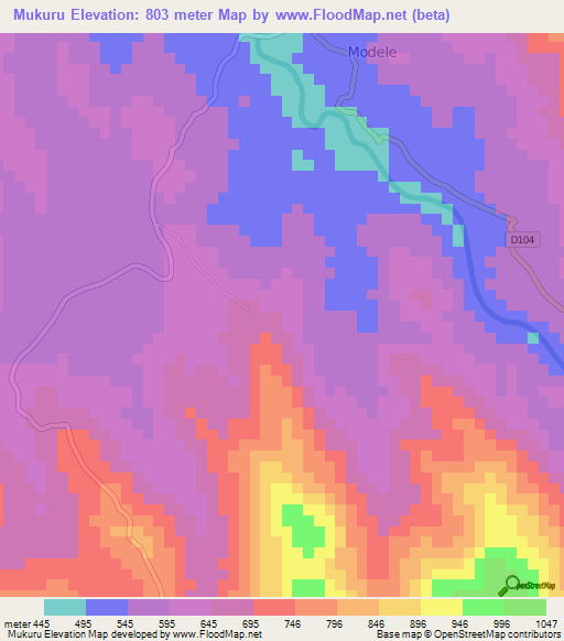 Mukuru,Cameroon Elevation Map