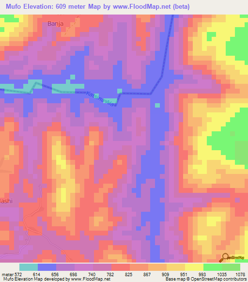 Mufo,Cameroon Elevation Map