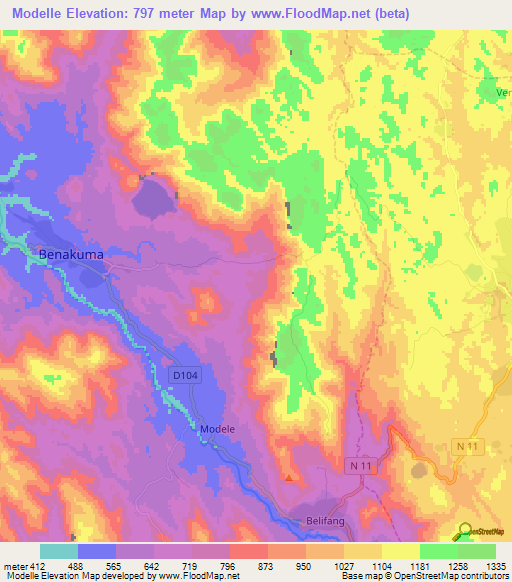 Modelle,Cameroon Elevation Map