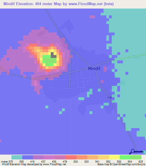 Mindif,Cameroon Elevation Map