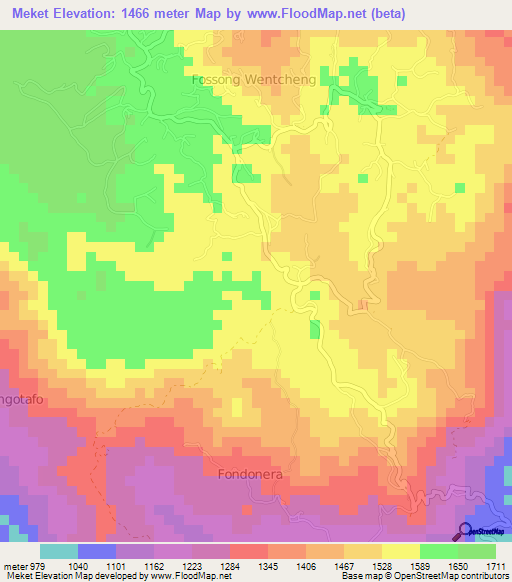 Meket,Cameroon Elevation Map