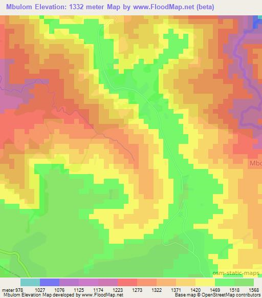 Mbulom,Cameroon Elevation Map