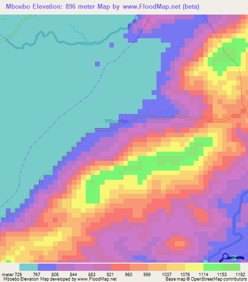 Mboebo,Cameroon Elevation Map